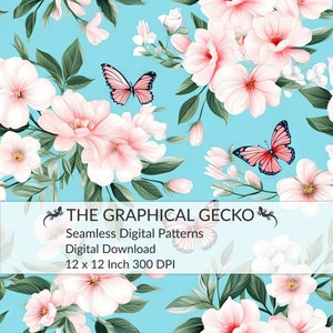 Seamless Digital Pattern, Floral Seamless Pattern, Summer Boho Flowers Repeatable Pattern, Floral Digital Paper, Instant Download