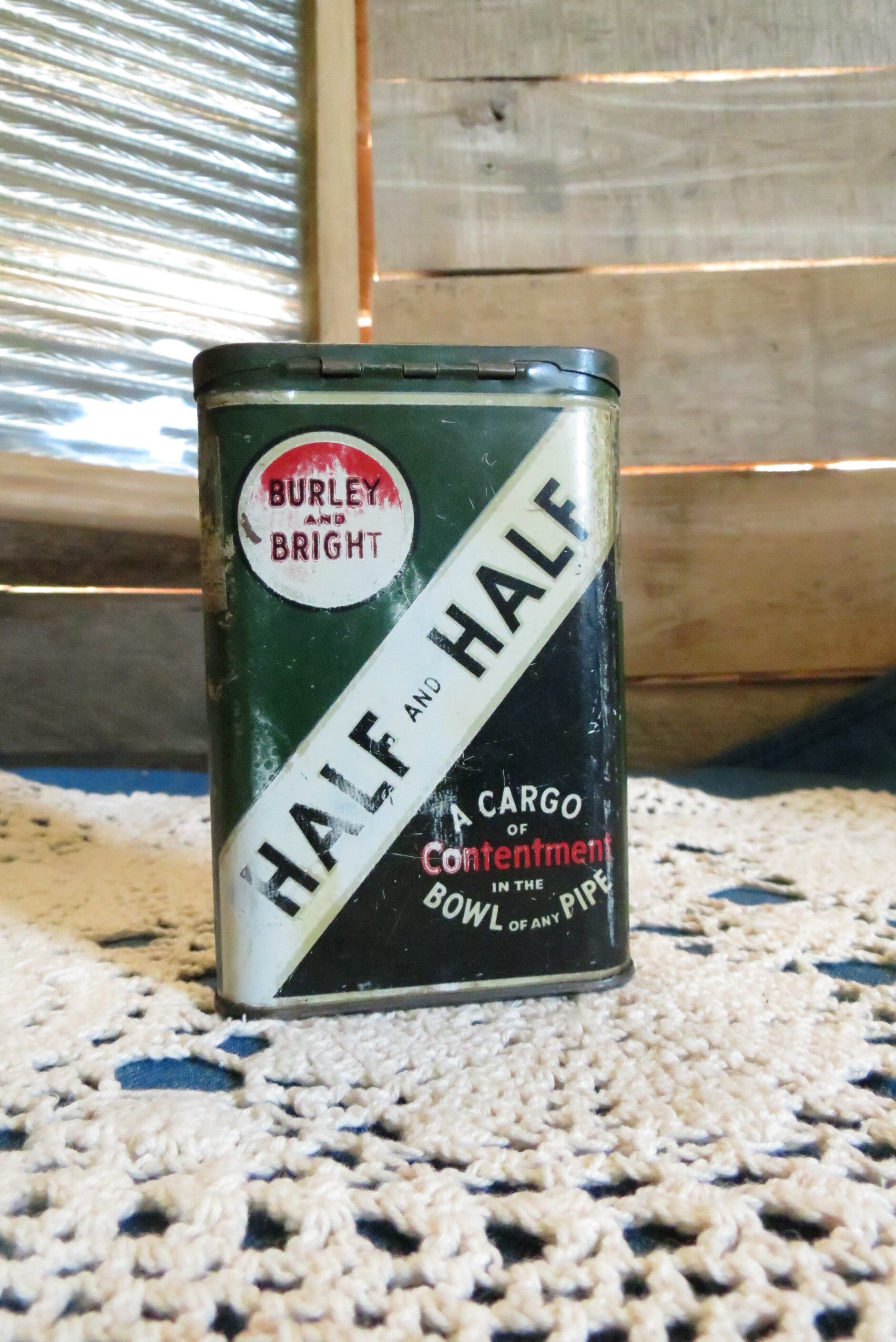 Half and Half Tobacco Tin hinged lid vintage tobacciana Etsy