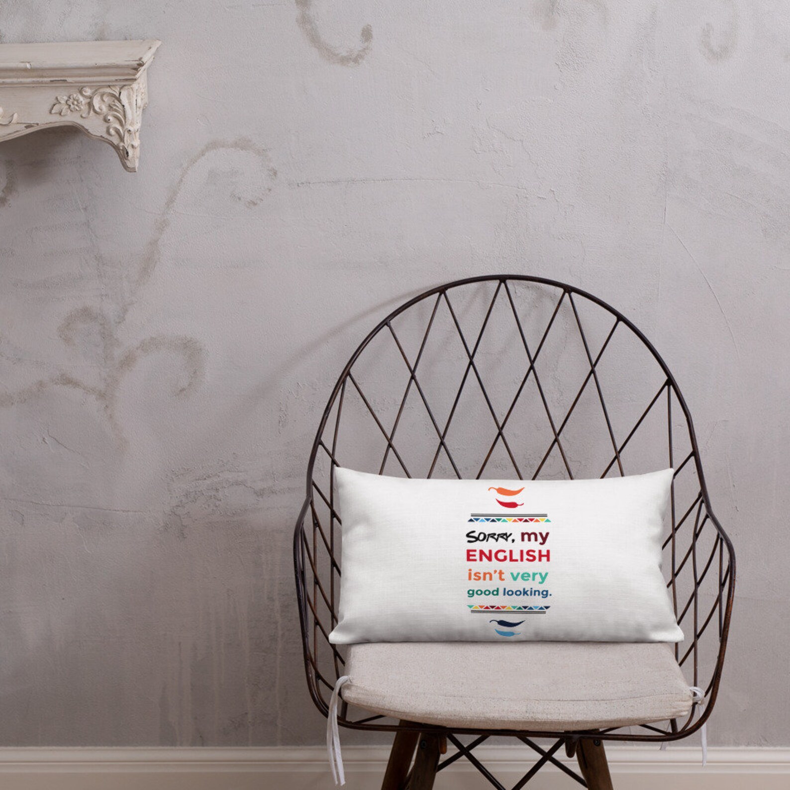 Spanglish My English is Not Very Good Looking Quote Premium Pillow Etsy
