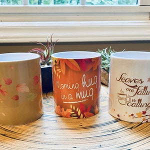 Fall Vibes 11 oz White Porcelain Mug / White Porcelain Mug / 11 oz Mug / Sublimated Mugs / Personalized Mug / Fall Decor / Gift