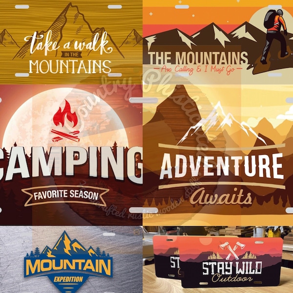 License Plate Frame Mountains Etsy