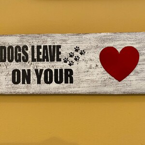Dog Lovers Wooden Sign / Dog Sign / Dog Lovers / Paw Prints / Heart / Wood And Metal Sign / Handmade / Handcrafted / Hand Painted / Gift