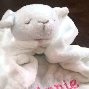 White Lamb Lovie with Name / Personalized Easter Lovie / Personalized Lovie Blanket / Security Blanket / Personalized Lamb Lovie image 1