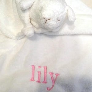 White Lamb Lovie with Name / Personalized Easter Lovie / Personalized Lovie Blanket / Security Blanket / Personalized Lamb Lovie image 2