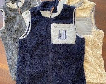 Womens' Sherpa Fleece Monogrammed Vest