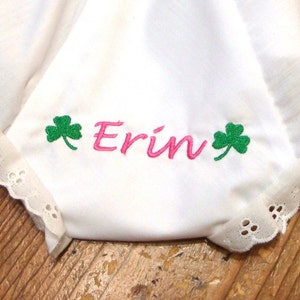 Irish Fancy Pants/ Shamrock Personalized Bloomers / St. Patricks Day Gift / Embroidered Bloomers / Baby Bloomers with Name / Diaper Cover
