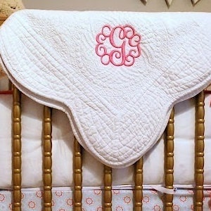 Monogrammed Quilt / Personalized Baby Quilt / Matelasse Baby Blanket / Personalized Baby Blanket /