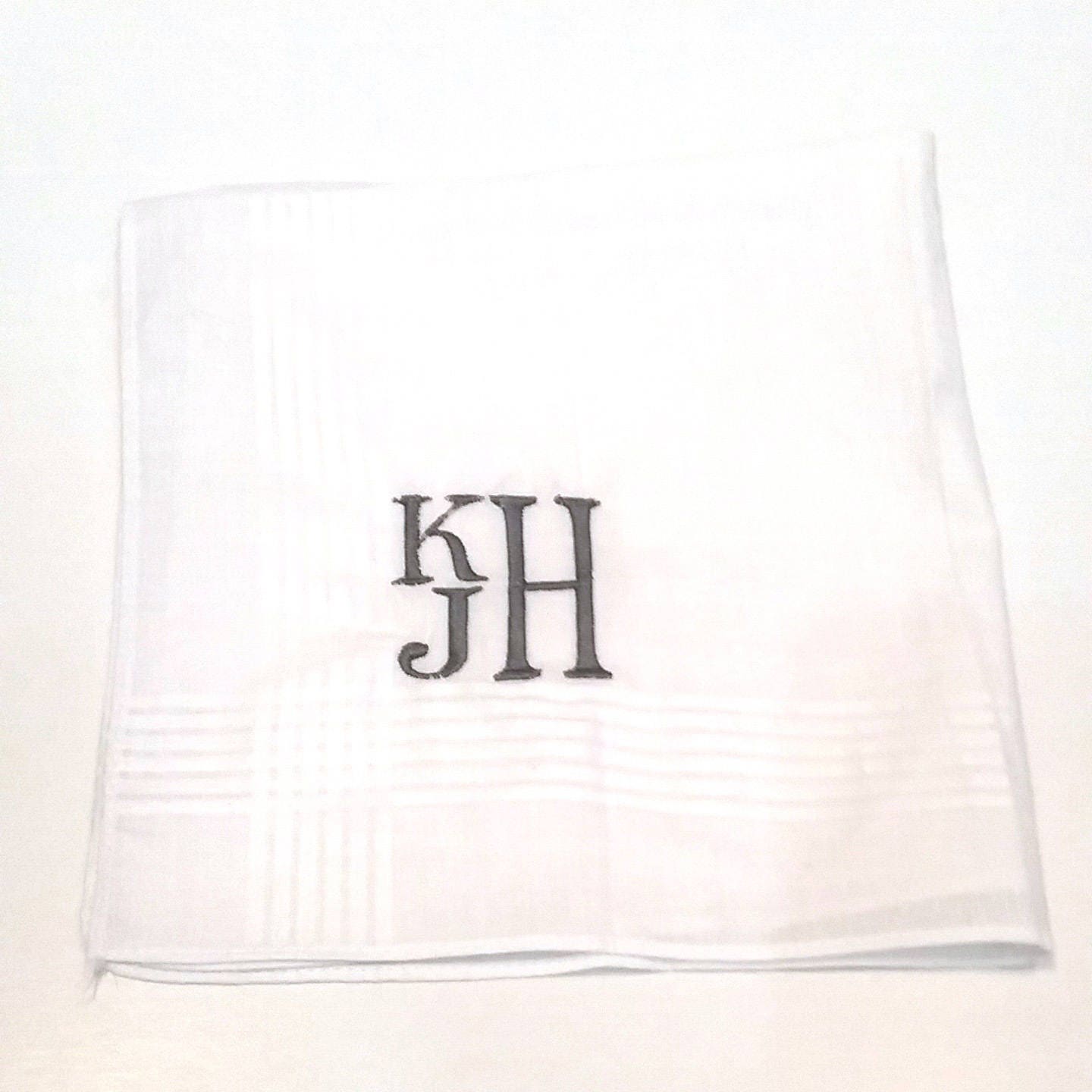 Mens Stacked Monogram on Handkerchief / Monogrammed Mens - Etsy