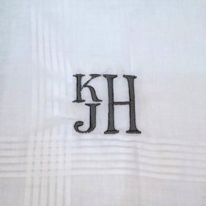 Mens Stacked Monogram on Handkerchief / Monogrammed Mens Handkerchief / Personalized Mens Handkerchief / Monogrammed Wedding Handkerchief
