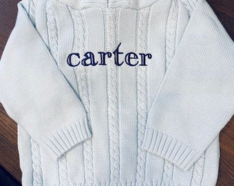 Zip back Personalized Sweater / Personalized Name Sweater / Hooded Sweater with Zipper in Back / Monogrammed Sweater / Embroidered Sweater