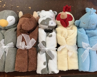 Animal  Lovie with Name / Personalized Lovie Blanket / Personalized Security Blanket / Personalized Animal / Angel Dear Personalized Lovies