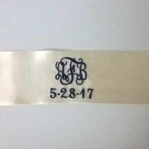 Wedding Dress Label / Embroidered Wedding Gown Label / Monogram Wedding Gown Tag / Something Blue for Wedding Dress