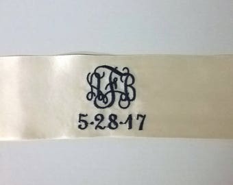 Wedding Dress Label / Embroidered Wedding Gown Label / Monogram Wedding Gown Tag / Something Blue for Wedding Dress