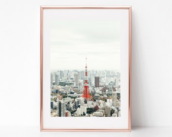 Digitale fotografie van Tokyo Tower City Aerial View, Japan, Download, Print, downloadbare Image, afdrukbare kunst