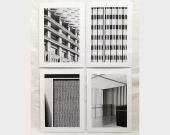 5 x 7 Black and White Architecture Photography Print Set of 4, Wall Art Decor