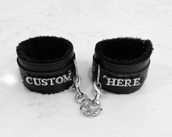 Mature custom Wrist Cuff set- custom hand cuff set, choose any words