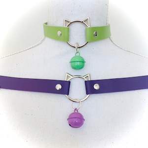 Colorful kitty cat collar with matching bell in all colors