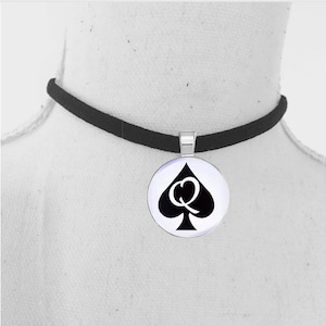 Queen of spades elastic choker or pendant necklace. QOS.