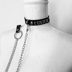 Mature-Custom locking collar with leash choker. Choose your word(s)
