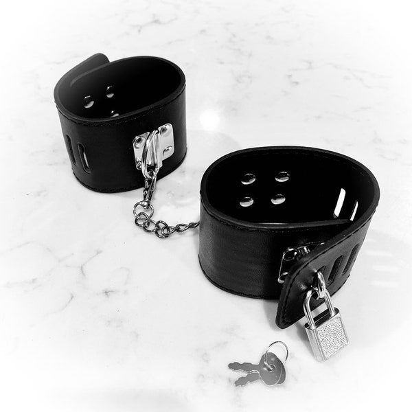 Locking wrist cuffs, ankle cuffs or wrist and ankle cuff set