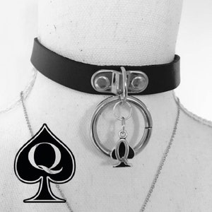 Queen of spades collar in pink or black. QOS.