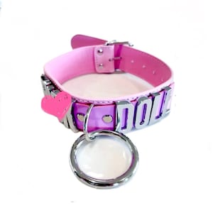 Mature-Thick O ring collar with huge 30mm letters in pink or black (Men’s/plus sized)
