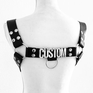 Mature-Men’s custom adjustable top harness with optional leash