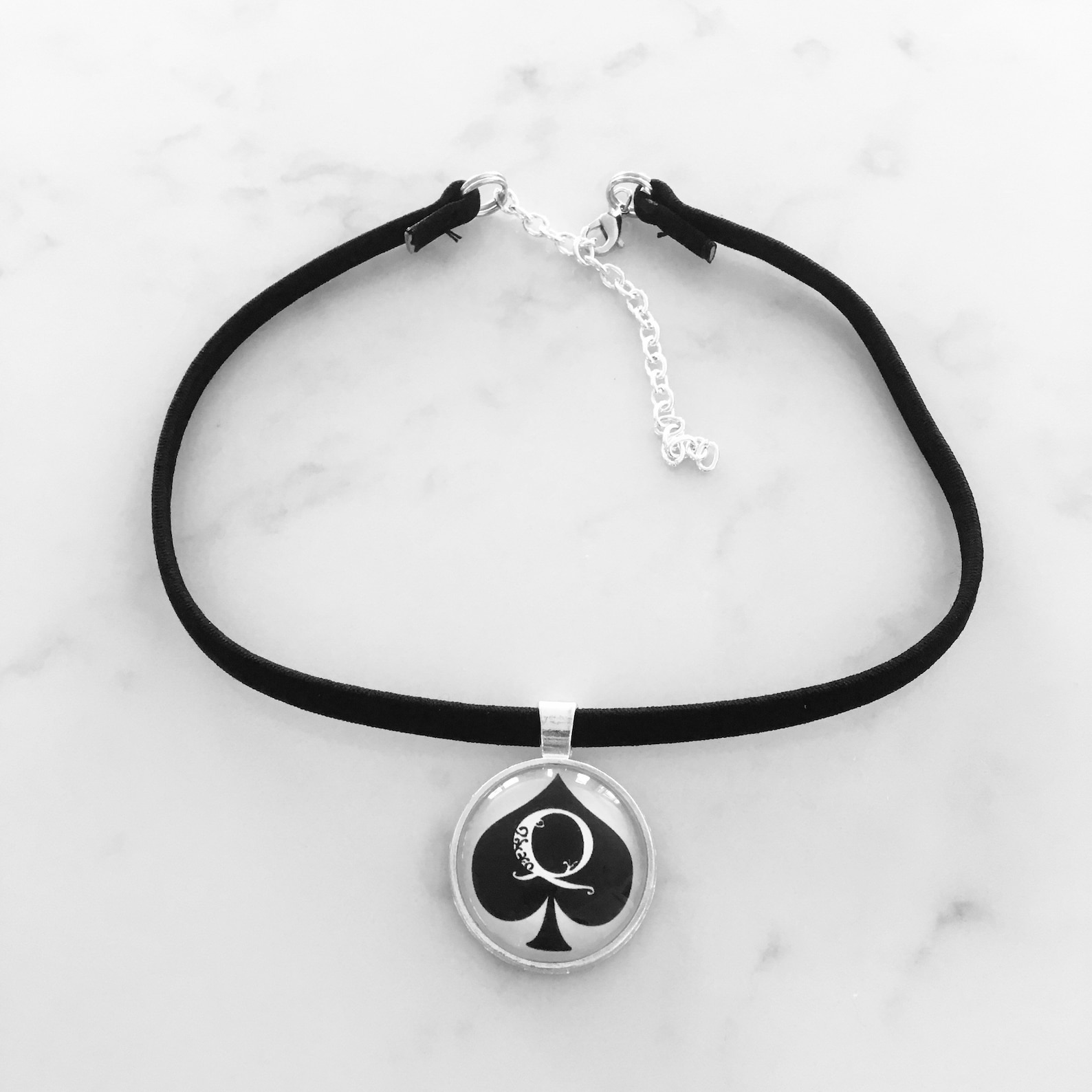 Collana Fetish Girocollo In Velluto Nero Queen Of Picche QOS - Foto 11