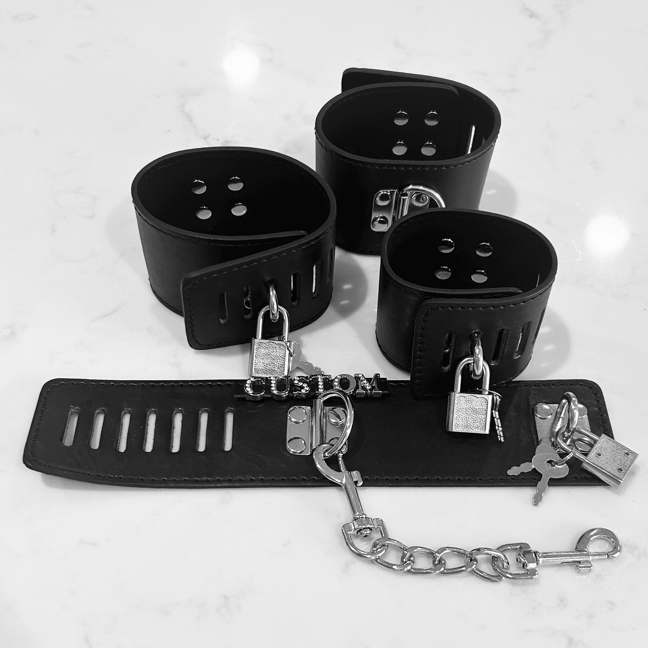 Locking wrist cuffs, ankle cuffs or wrist and ankle cuff set