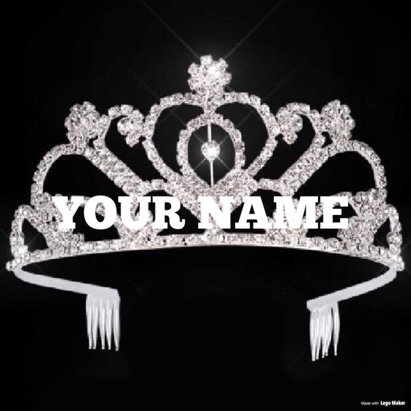 Tiara mit individuellem Namen/Diadem mit individuellem Wort für Geburtstag, Junggesellenabschied, Hochzeit oder jeden besonderen Anlass. Ihr Name oder Satz auf einer Tiara.