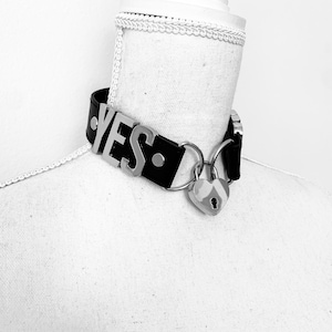 Custom wide lock collar and owners keychain-choker. Choose your words, limit 8 letters.