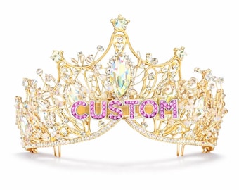 Tiara personalizzata con nome in oro: tiara personalizzata per compleanno, addio al nubilato, matrimonio