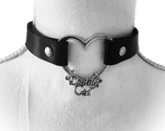 Custom "Daddy's Girl" "GOOD GIRL" "baby girl" or "princess" collar in metalic pink, silver or black