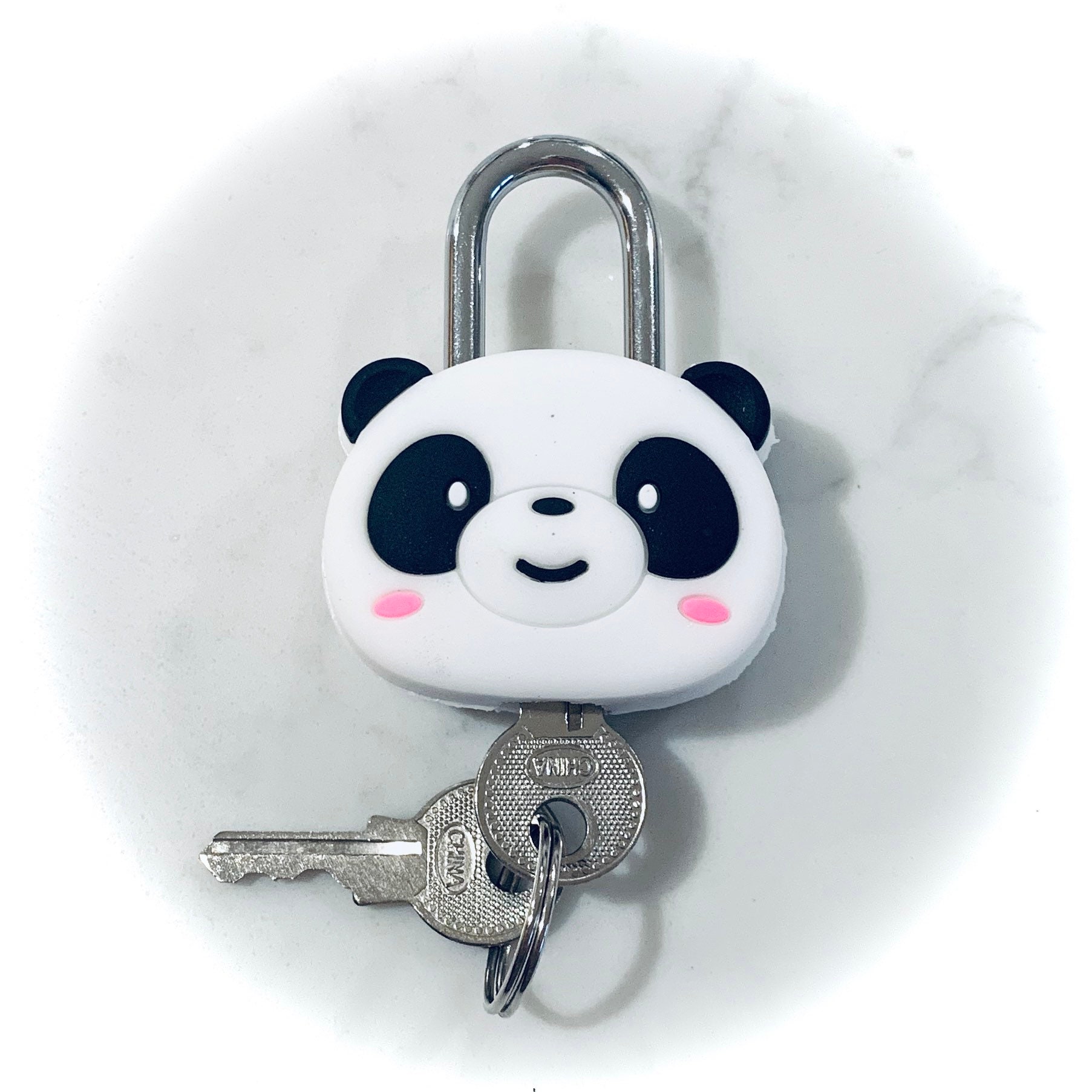 Cute panda bear character lock and key pendant add on Etsy