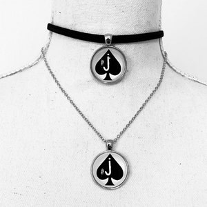 Jack of spades elastic choker or pendant necklace. jOS.
