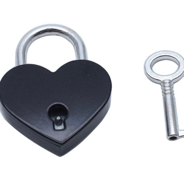 Heart lock and key pendant add on, Black, Silver, Gold, Pink or Blue