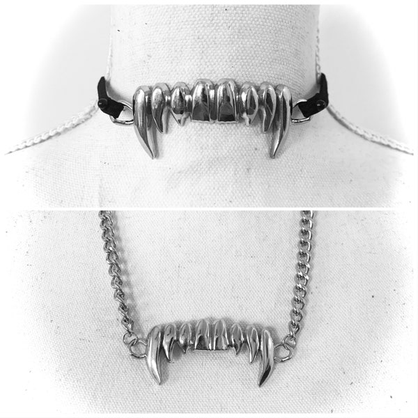 Collier élastique ou collier de dents de vampire, choisissez n’importe quelle taille. Collier choker de dents de croc.