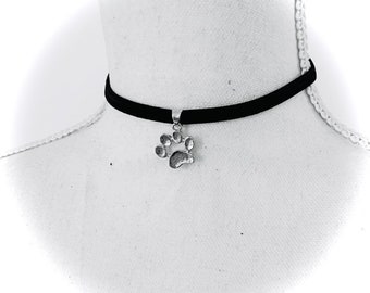 Paw choker puppy play necklace, choose any size. Kitten paw choker