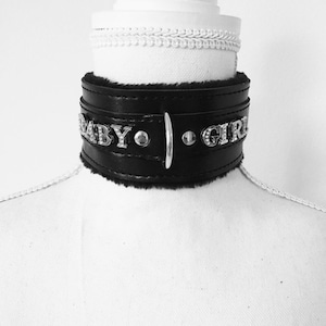 Custom fur lined thick collar choker. Choose your words