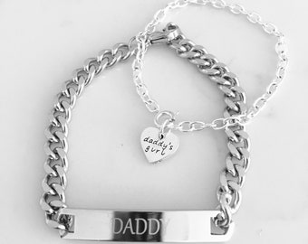 Daddy bracelet and Daddy&#39;s girl bracelet set. Stainless steel daddy gift DDLG daddy gift