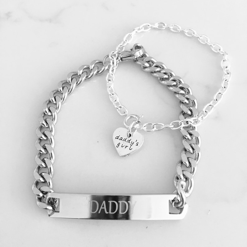 Daddy bracelet and Daddy's girl bracelet set. Stainless Etsy