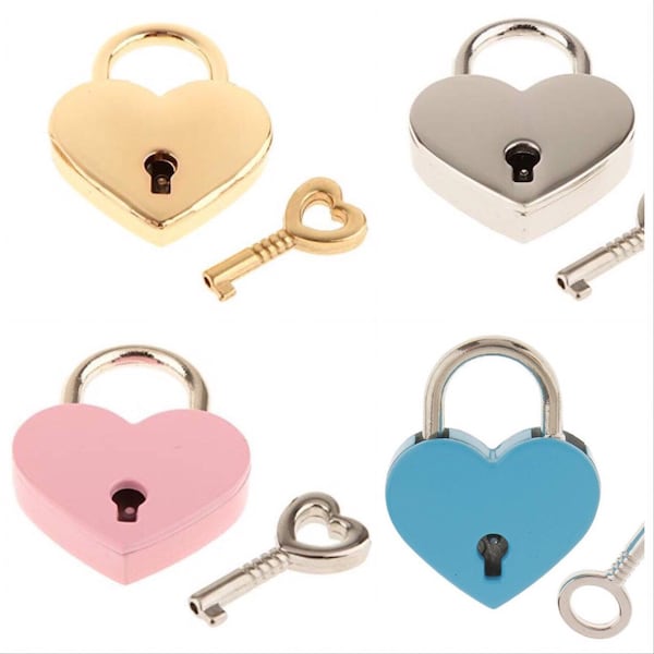 Heart lock and key pendant add on, Silver, Gold, Pink or Blue