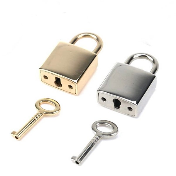 Square lock and key pendant add on, Silver or gold