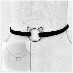 Kitty cat elastic choker necklace, choose any size. Kitten choker