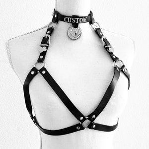 Mature-Bra top harness with optional lock and clamps bra top