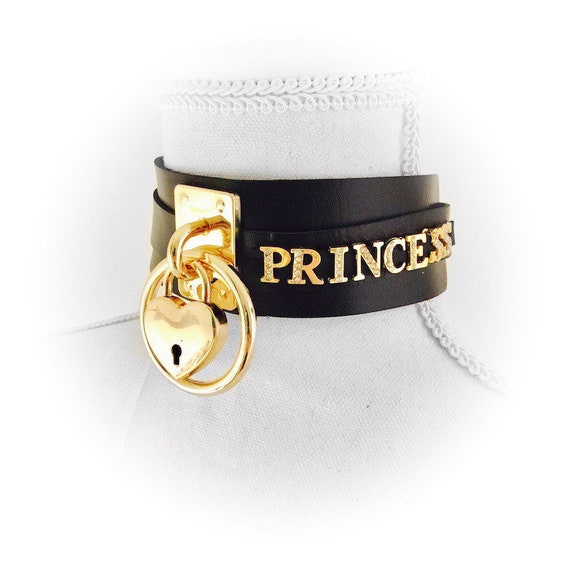 Daddy s Girl PRINCESS or Custom Thick Gold on Black Collar Choker. Etsy UK