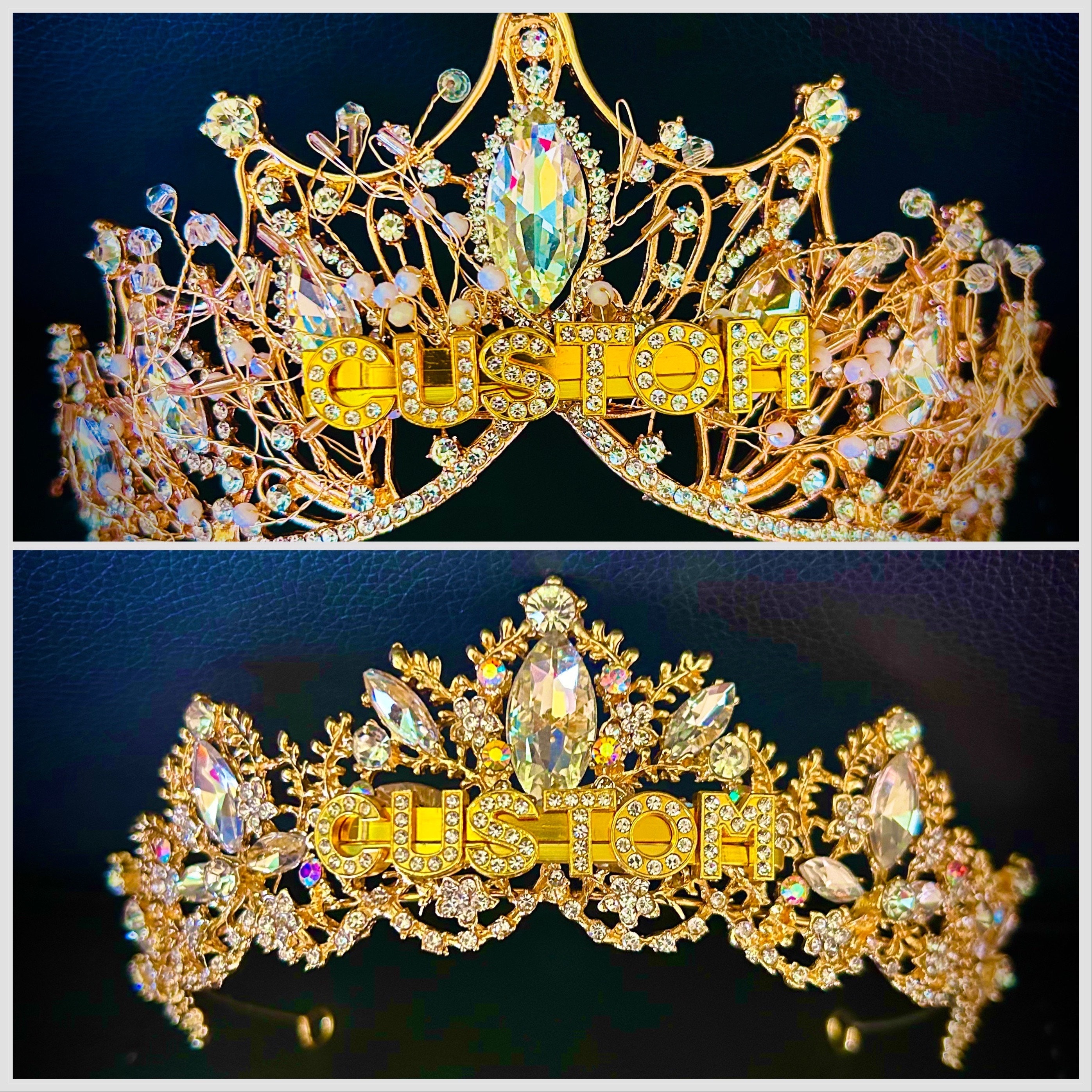 Custom Gold Name Tiara: Personalized Birthday, Bachelorette, Wedding ...