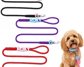 Custom rope Dog Leash with Name | Pastel Puppy Pet Leash