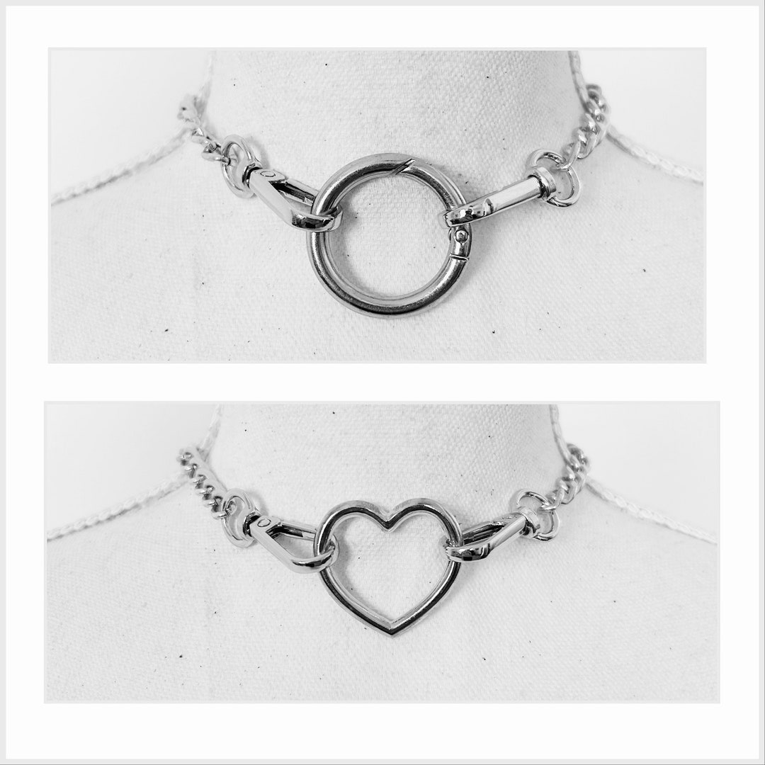 Silver Heart or O Ring Chain Necklace, Custom Size Etsy