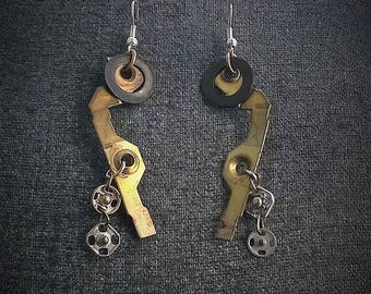 repurposed industrial brass dangle earrings